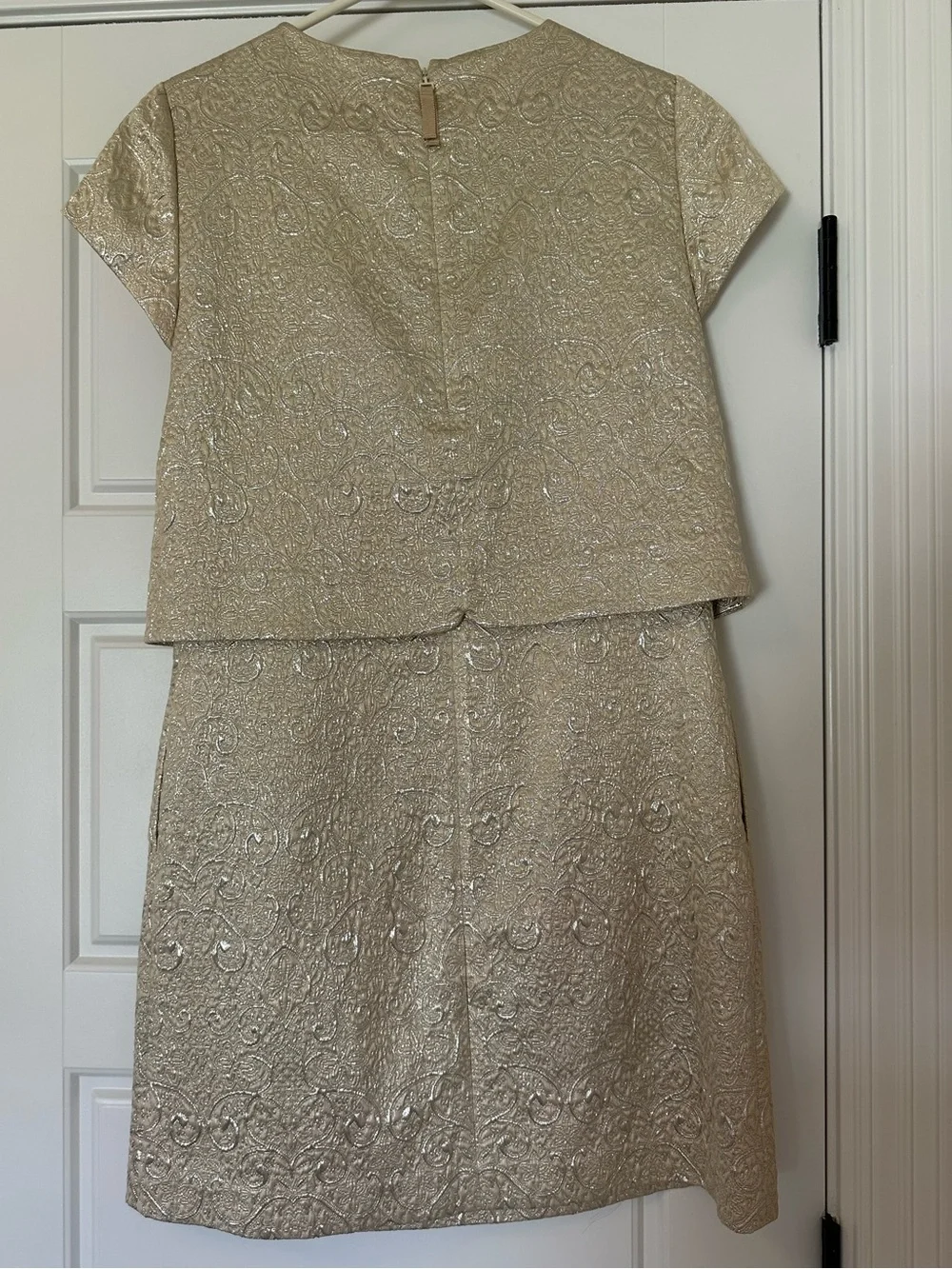 Metallic Brocade Two-Piece Dress in Champagne